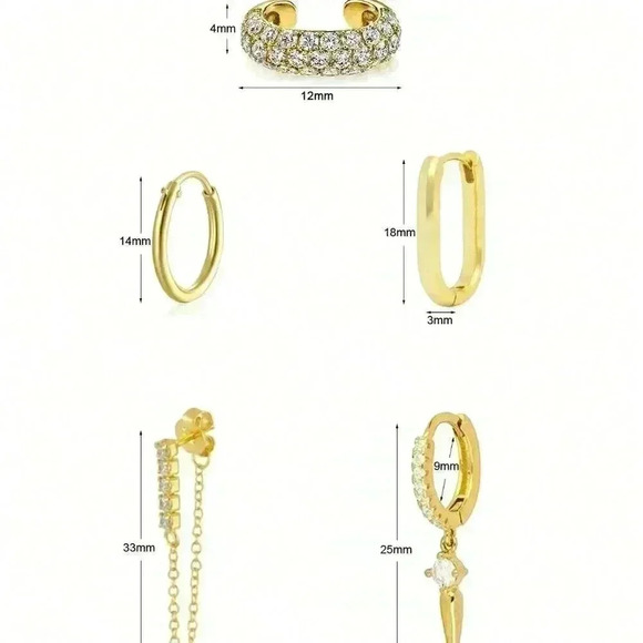 Women's Classic 24K Gold Plated Cubic Zirconia Hoop Earrings - Picture 4 of 5